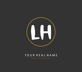 L H LH Initial letter handwriting and signature logo. A concept handwriting initial logo with template element.
