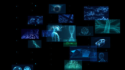 Digital Network Technology AI 5G data communication concepts 3D illustration Background
