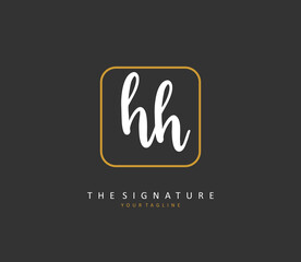 H HH Initial letter handwriting and signature logo. A concept handwriting initial logo with template element.