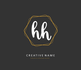 H HH Initial letter handwriting and signature logo. A concept handwriting initial logo with template element.