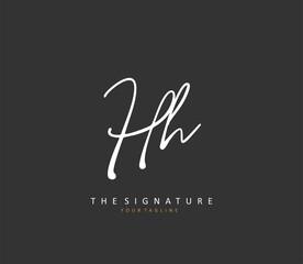 H HH Initial letter handwriting and signature logo. A concept handwriting initial logo with template element.