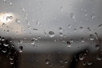 Drops on glass during rain