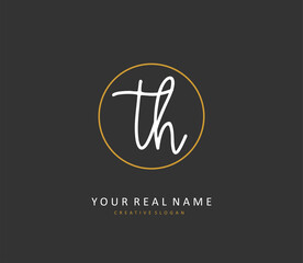 Fototapeta premium T H TH Initial letter handwriting and signature logo. A concept handwriting initial logo with template element.