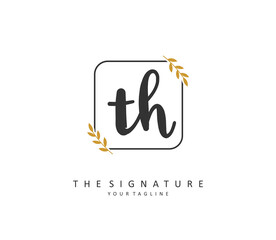 T H TH Initial letter handwriting and signature logo. A concept handwriting initial logo with template element.