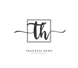 T H TH Initial letter handwriting and signature logo. A concept handwriting initial logo with template element.