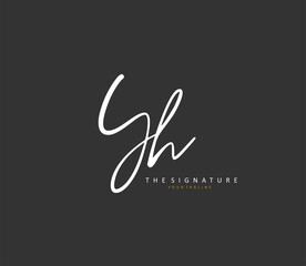Y H YH Initial letter handwriting and signature logo. A concept handwriting initial logo with template element.