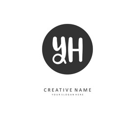 Y H YH Initial letter handwriting and signature logo. A concept handwriting initial logo with template element.