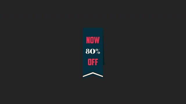 now 80% off 100% premium quality , motion graphic video. Promo banner, badge, sticker. 80 percent off Royalty-free Stock 4K Footage with Alpha Channel transparent background