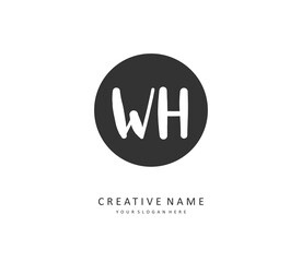 W H WH Initial letter handwriting and signature logo. A concept handwriting initial logo with template element.