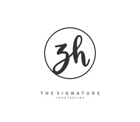 Z H ZH Initial letter handwriting and signature logo. A concept handwriting initial logo with template element.