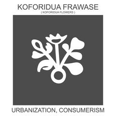 vector icon with african adinkra symbol Koforidua Frawase. Symbol of urbanization and consumerism