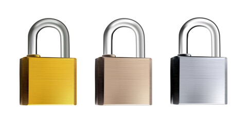 Metal Locks Collection with Golden, Copper and Silver Lock