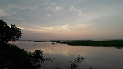 sunset over the river