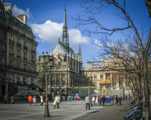 Fototapeta na wymiar Original spire of the Notre Dame cathedral in Paris