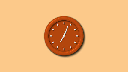 Best brown color 3d wall clock icon on brown light background,wall clock