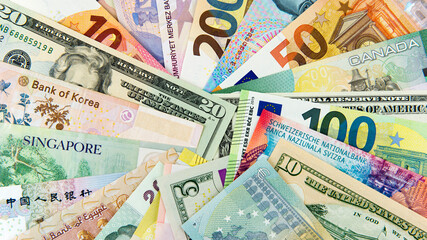 Fototapeta na wymiar Banknoten verschiedener Länder