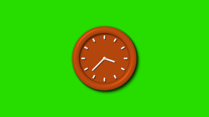 12 hours counting down 3d wall clock on green background