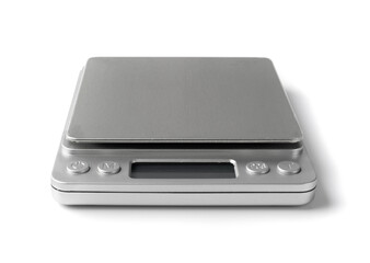 Small empty electronic jewelry scales isolated on white