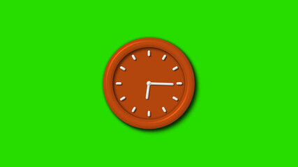 12 hours counting down 3d wall clock on green background