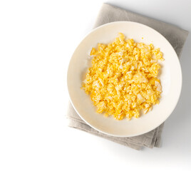 Scrambled Eggs, Omelet, Omelette, Omlet Isolated on White