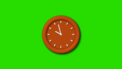 Green screen brown color 3d wall clock ,12 hours 3d wall clock