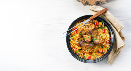 fried rice with vegetables and meat