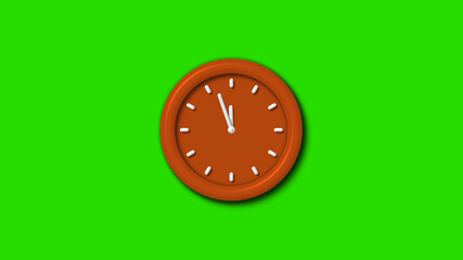 Green screen brown color 3d wall clock ,12 hours 3d wall clock