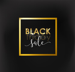 Black Friday Sale background with Gold sparkle glittering effect. Advertising Poster design. Sale Discount banners, labels, prints posters, website.