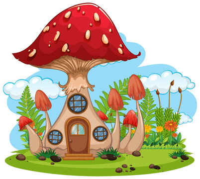 Isolated fantasy mushroom house