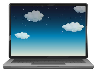 Sky scene on laptop desktop