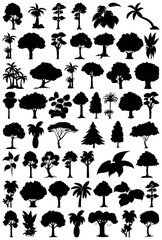 Set of plant and tree silhouette