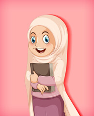 Muslim girl holding book