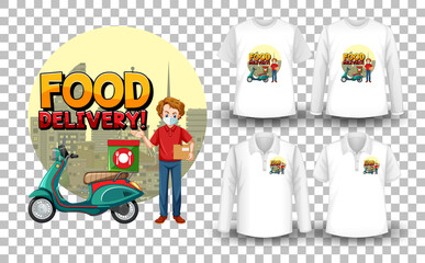 Set of mockup shirt with delivery theme
