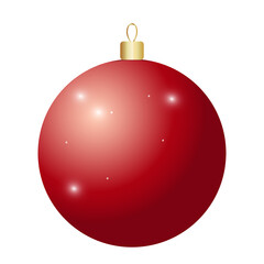 Red shiny christmas ball on a white background. Vector illustration.
