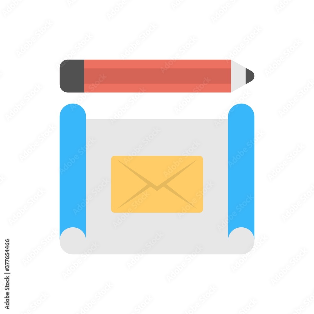 Poster writing email representation icon in flat design style - vector illustration.