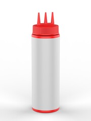 Blank 3 Hole Plastic Ketchup and Sauce Bottle For branding and mock up, 3d render illustration.