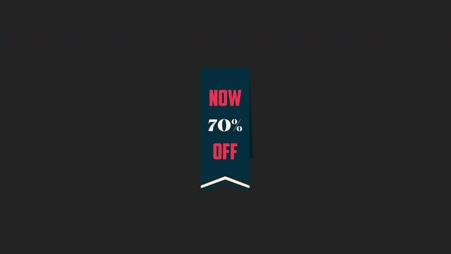 now 70% off 100% premium quality , motion graphic video. Promo banner, badge, sticker. 70 percent off Royalty-free Stock 4K Footage with Alpha Channel transparent background