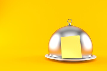 Catering dome with blank yellow sticker