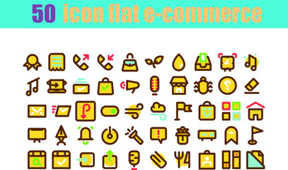50 Icon Flat E-Commerce for any purposes website mobile app presentation