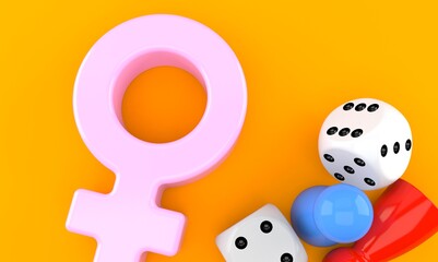 Male gender with dice and pawn
