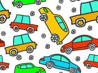 Obraz na płótnie Canvas pattern for children's clothing. multi-colored cars. vector