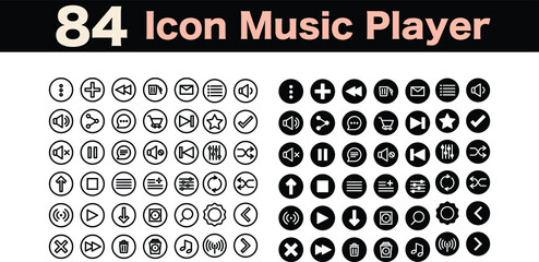 84 Icon Music Player Line Style for any purposes website mobile app presentation