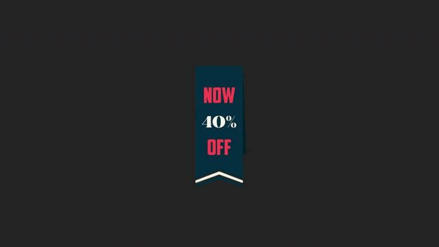 now 40% off 100% premium quality , motion graphic video. Promo banner, badge, sticker. 40 percent off Royalty-free Stock 4K Footage with Alpha Channel transparent background