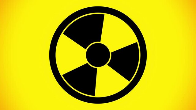 Spinning a radiation warning symbol. Looping footage.