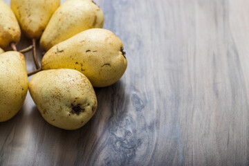 pear on a wooden table
