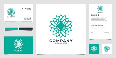 Fototapeta na wymiar beauty flower geometry logo design and business card