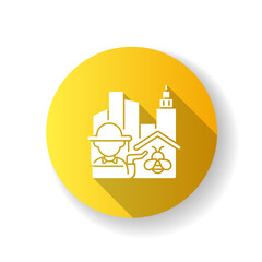 Fototapeta premium Urban beekeeping yellow flat design long shadow glyph icon