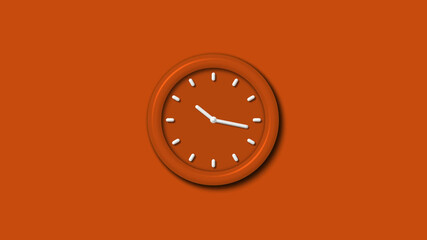 New 12 hours 3d wall clock on brown background,Counting down wall clock