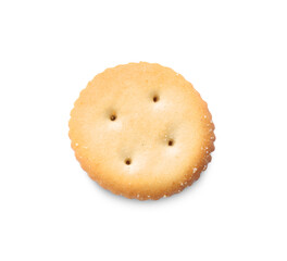 Delicious crispy cracker isolated on white, top view