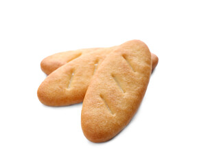 Crispy crackers isolated on white. Delicious snack